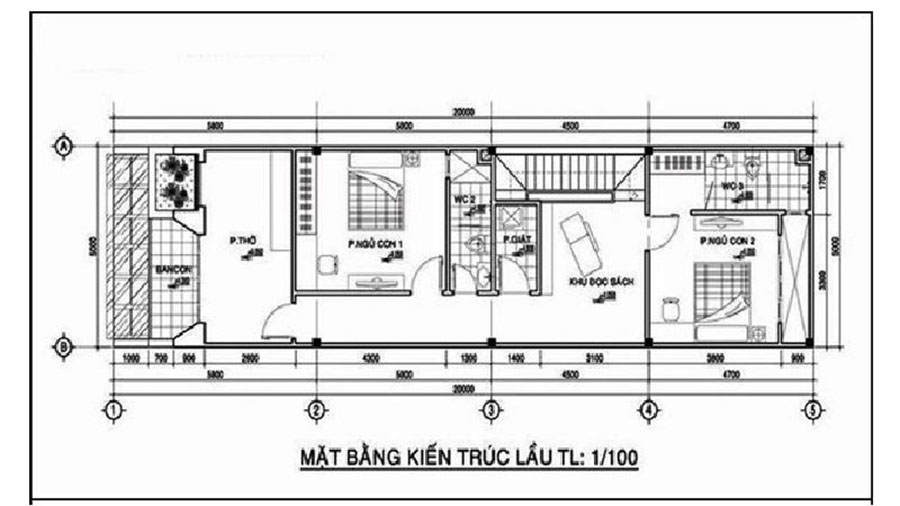 Nhà ống mái thái 2 tầng 5x20 có gara 3 phòng ngủ M181