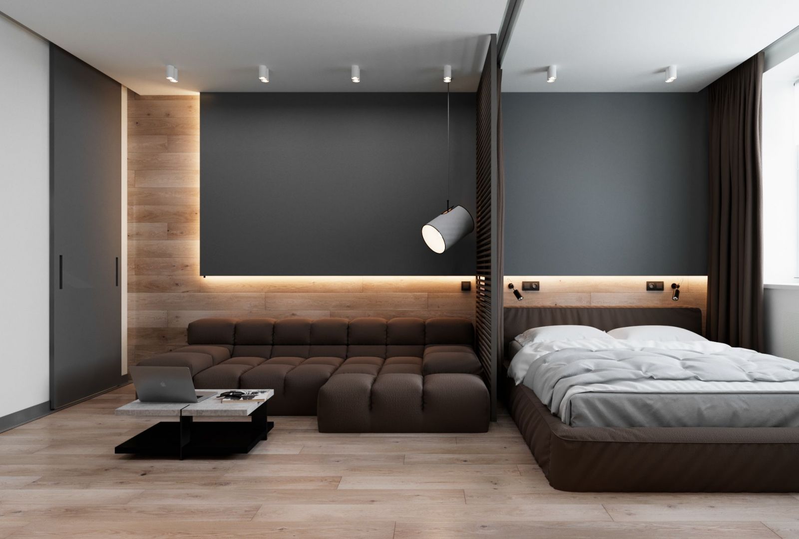 Cách thiết kế phòng khách kết hợp phòng ngủ cho nhà có diện