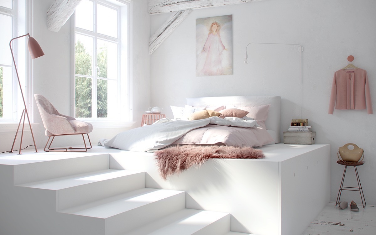 30 ý tưởng thiết kế phòng ngủ màu trắng ấn tượng năm 2019