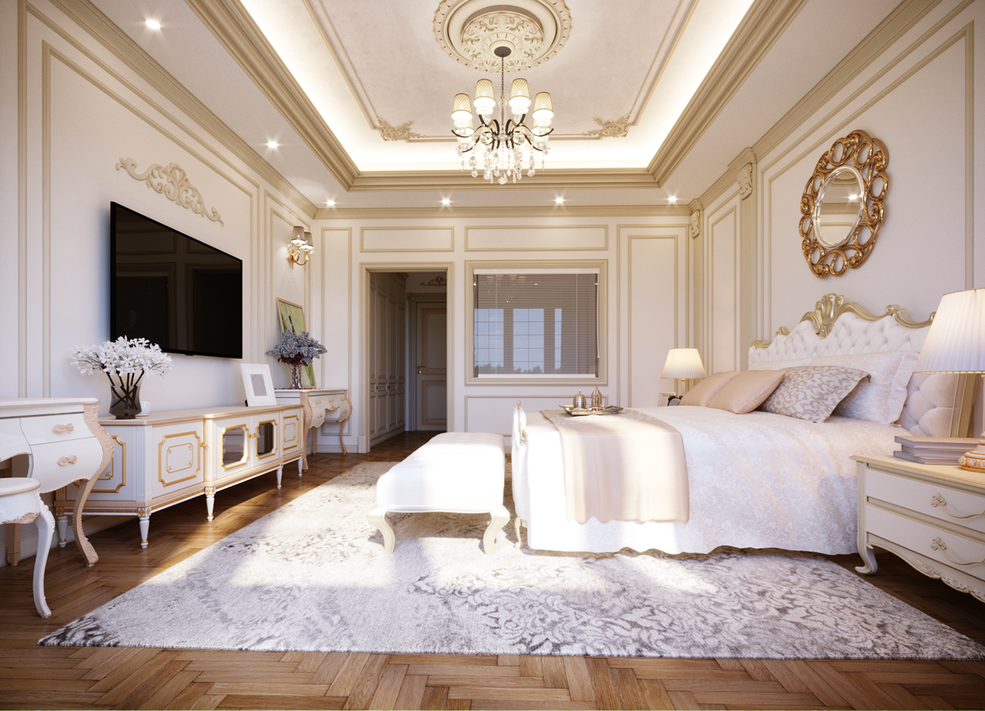 Mẫu thiết kế nội thất phòng ngủ tân cổ điển sang trọng nhất