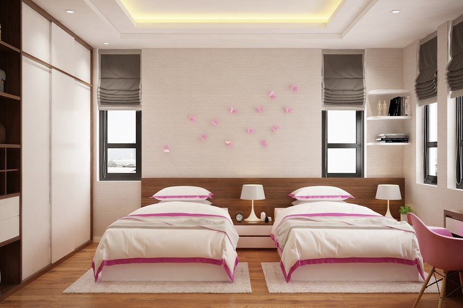 Mẫu thiết kế phòng ngủ 2 giường hiện đại và tiện nghi nhất