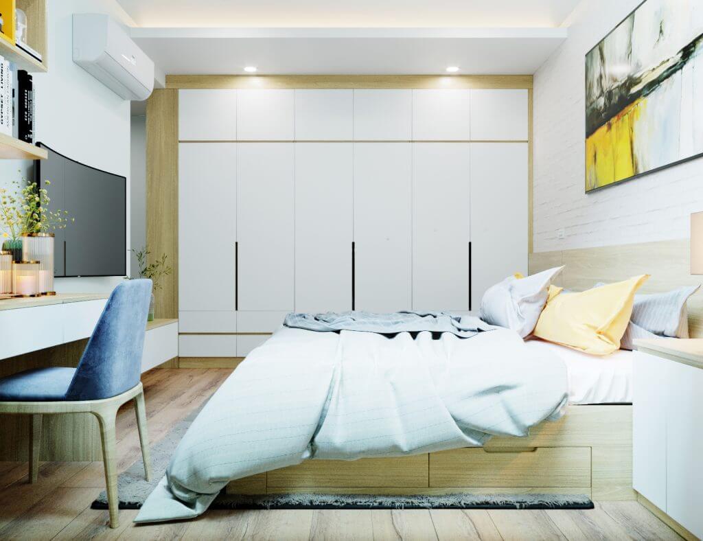 Cách bố trí phòng ngủ 20m2 đẹp phong thủy với nội thất hiện đại
